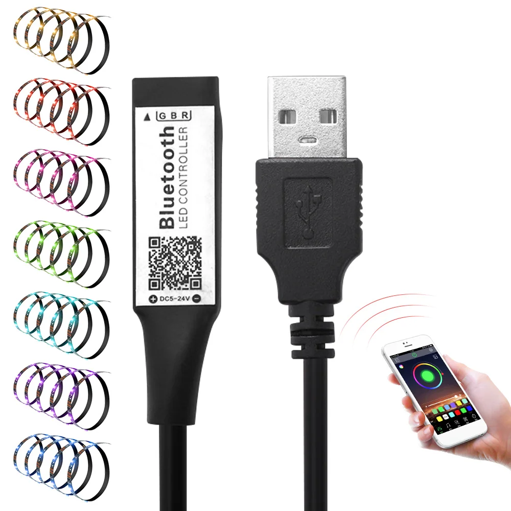 USB светодиодный светильник с Bluetooth контроллер для 3528 5050 RGB полосы Цвет DC 5V таймером