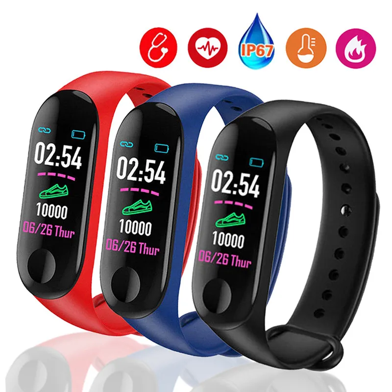 

2PCS/LOT Smart Bracelet Color Screen Heart Rate Monitor Blood Pressure Fitness Tracker Life Waterproof Smart Wristbands