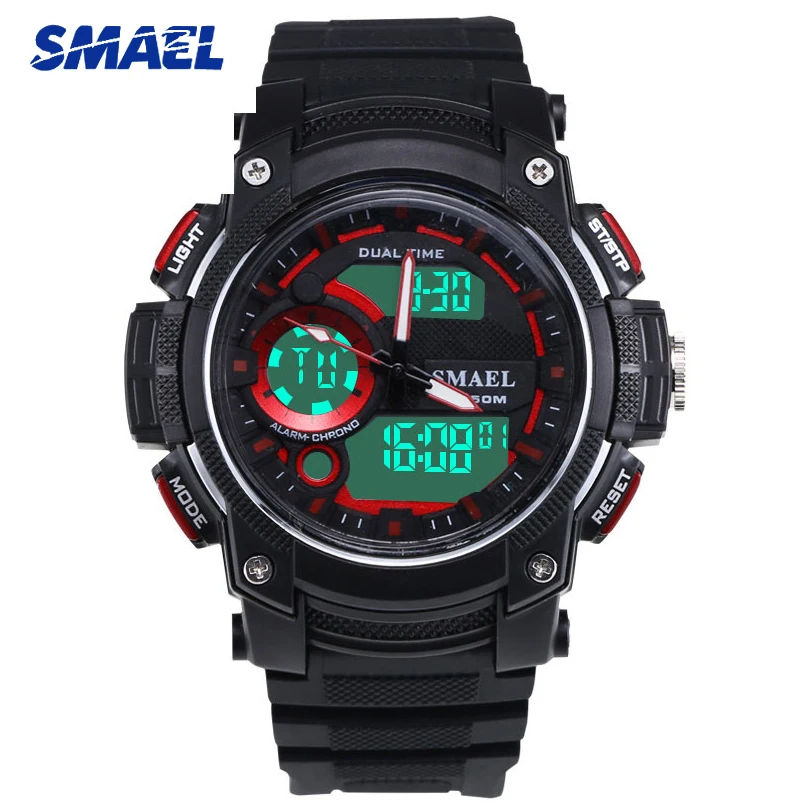 SMAEL Новая мода спортивные мужские часы Лидирующий бренд Хронограф Военная Униформа часы для мужчин светодиодный цифровые часы подарок