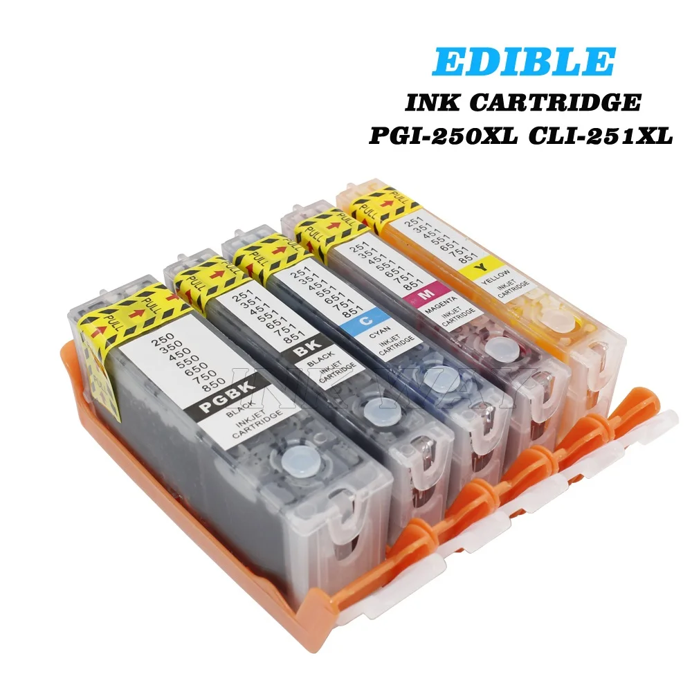 Ximo 25 Pack Edible Ink Cartridges With One Time Chips Pgi250 Cli251