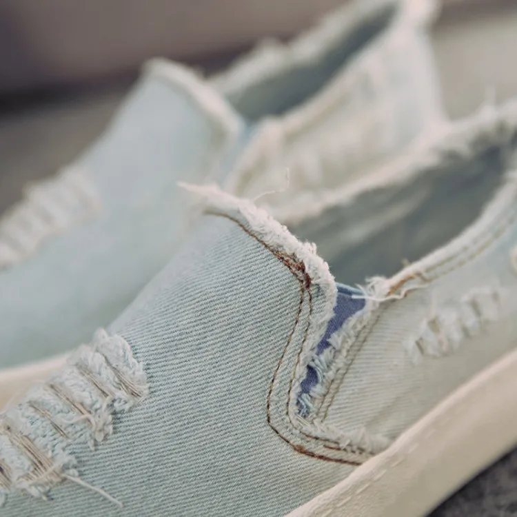 MIUBU/Новинка женская обувь на плоской подошве Повседневная джинсовая парусиновая