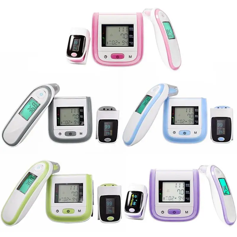 

3pcs LED Fingertip Pulse Oximeter & Wrist Blood Pressure Monitor & Baby Infrared Thermometers Household Health Care Device