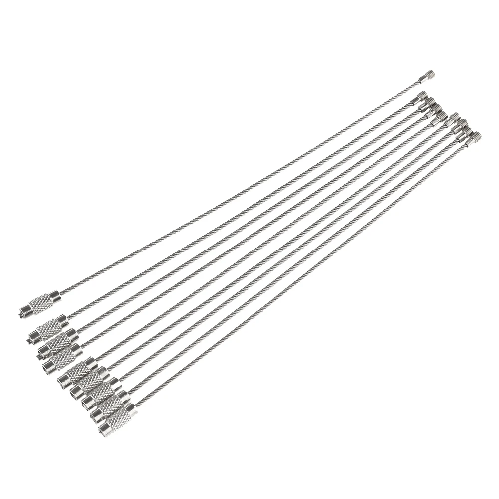 School Stationery Office Supplies Key Stainless Steel Wire Keychain Cable Key Ring For Outdoor Hiking Tool Desk Sets 10PCs