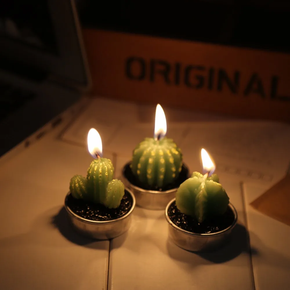 6pcsset mini cactus candle table tea lights home garden simulation plant candle decorative party - Candles Home Decor 6pcsset mini cactus candle table tea lights home garden simulation plant candle decorative party - Candles Home Decor