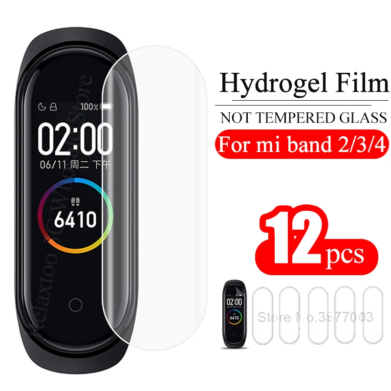 12 шт. Защитная пленка для экрана mi Band 4 для Xiaomi mi Band 3 2, умный Браслет mi Band 4 mi Band 4, пленка для браслета, не закаленное стекло