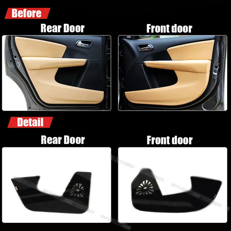 

4pcs Fabric Door Protection Mats Anti-kick Decorative Pads For Dodge Jcuv 2013-2015