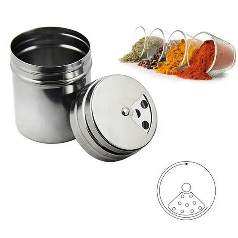 

New Stainless Steel Spice Sugar Salt Pepper Storage Bottle Cooking Barbecue Tool