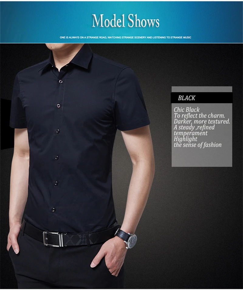 BROWON Brand New Formal Shirt Men Short Sleeve Shirt Turn Down Color Slim Fit Casual Shirt Plus Size M-5XL Camisa Masculina11