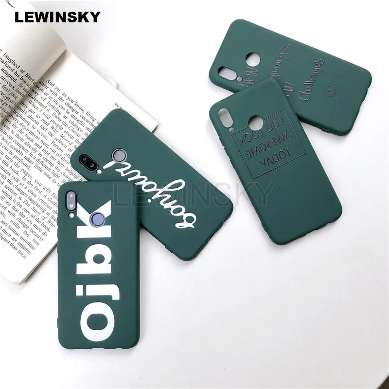 

Silicone Soft Phone case For Huawei P20 lite Pro Case For Huawei Mate 10 9 Nova 3 2s P9 P10 Case Cover Green simple Quotes Plain