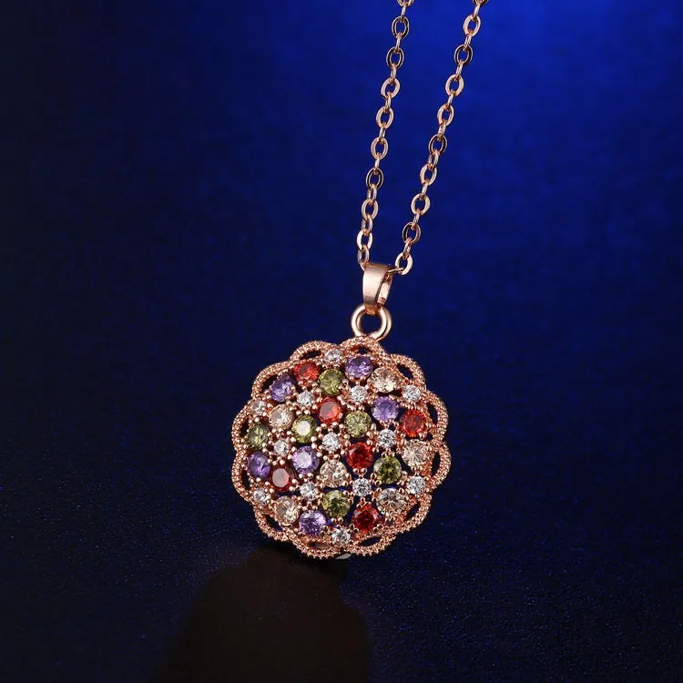 CARSINEL Модный яркий цветок Форма циркониевый камень cz ожерелье розовое золото-цвет ювелирные изделия для женщин невесты свадьбы NE0105