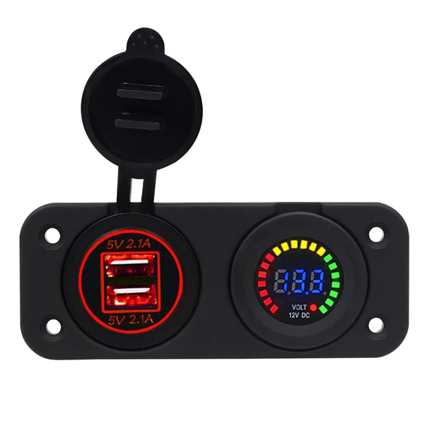12-24V 4.2A двойной USB автомобильный прикуриватель разветвитель адаптер зарядное устройство апертура с детектором напряжения батареи для телефонов - Название цвета: Red