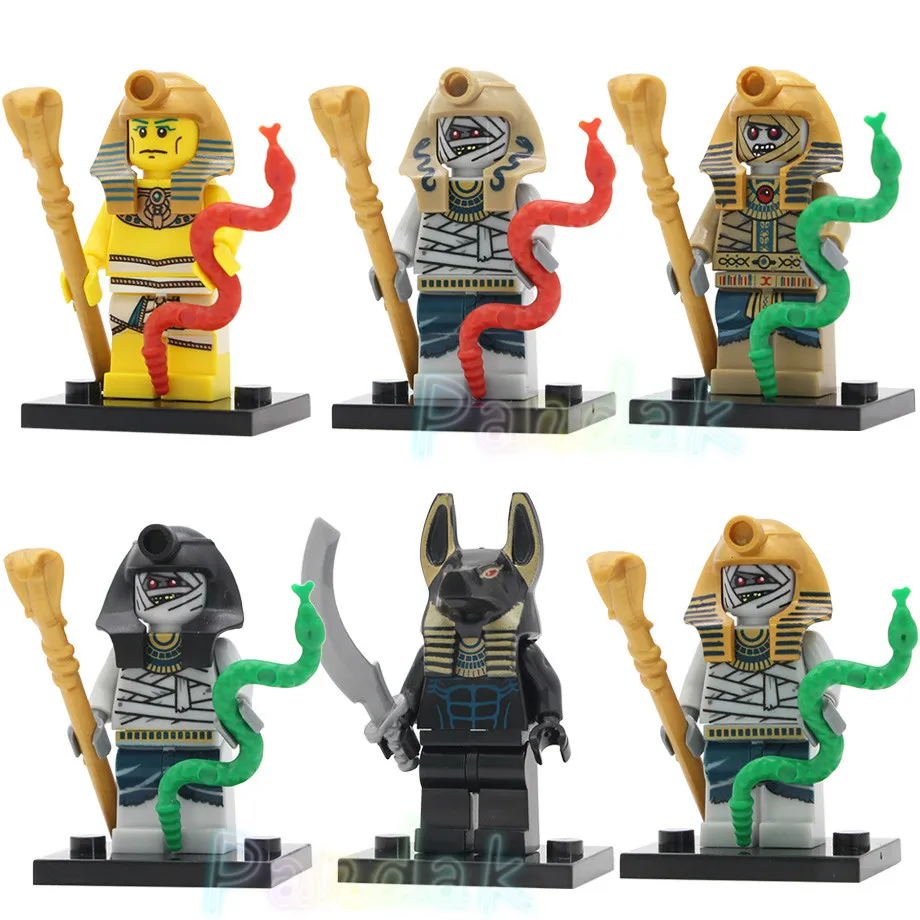 

6pcs/lot The Mummy Anubis Egyptian Figure Legoingly Legend Series Building Blocks Set Model Bricks Toys for Children