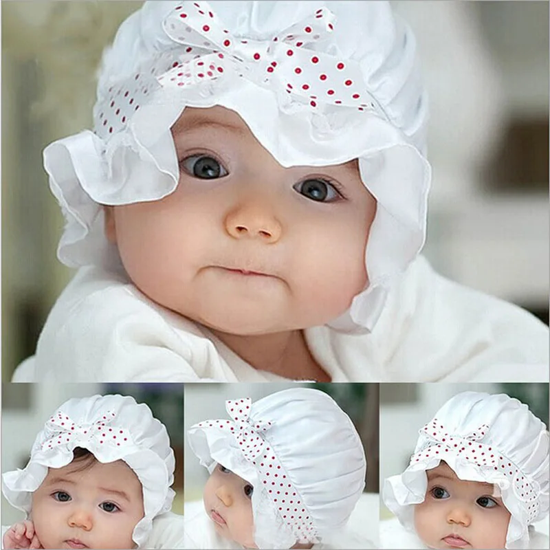 

baby hat Newborn Baby Girl Boy Summer Sun Polka Dots Beanie Hat Cap 2-12 Months newborn photography baby photography props #06