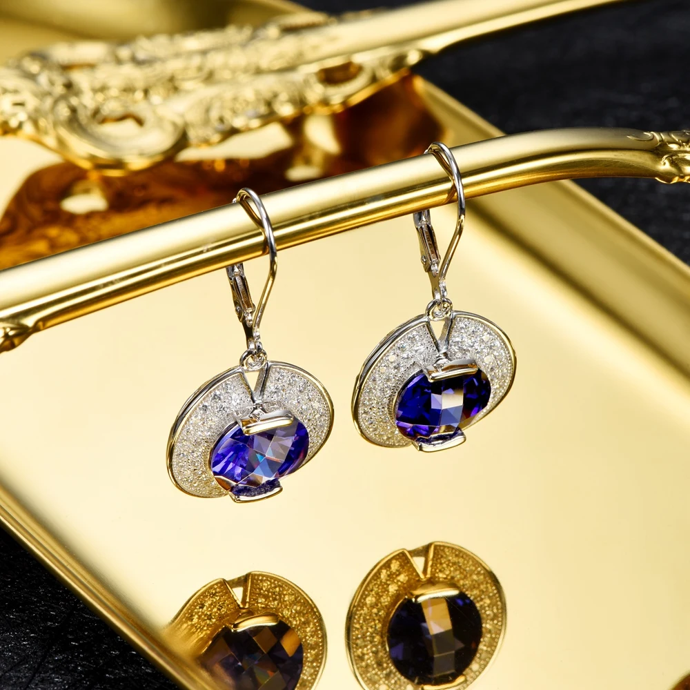 L& Цзуань натуральная S925 стерлингов серебряные серьги 8.6ct синий камень Романтический Роскошные серьги, изящные украшения для Для женщин