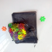 500 шт 11*16 см черная подарочная Сумка из органзы стенд для ювелирных украшений сумка на шнурке для браслета/ожерелья Мини сумка из пряжи