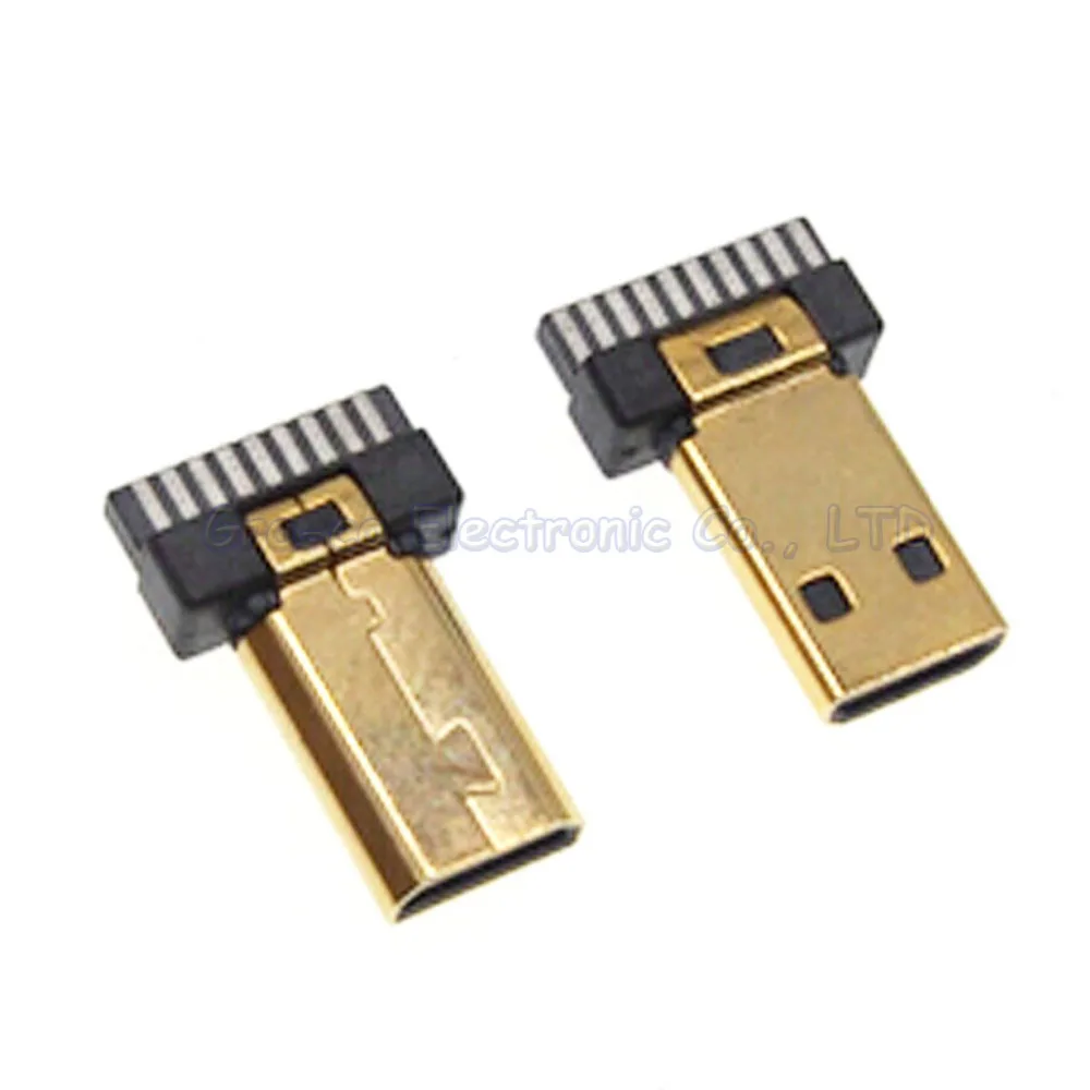 20 шт./лот Micro HDMI штекер d типа Позолоченный разъем HDMI