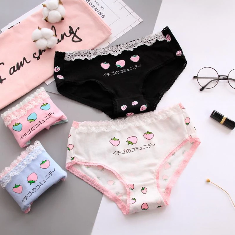 Girl Women Sexy Cute Kawaii Japanese Strawberry Underwear Pastel 