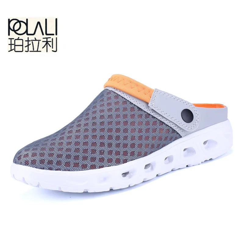

POLALI Men Summer Sandals Breathable Mesh Sandal Summer Beach mens Shoes Water man Slippers Fashion Slides Cheap Shoes