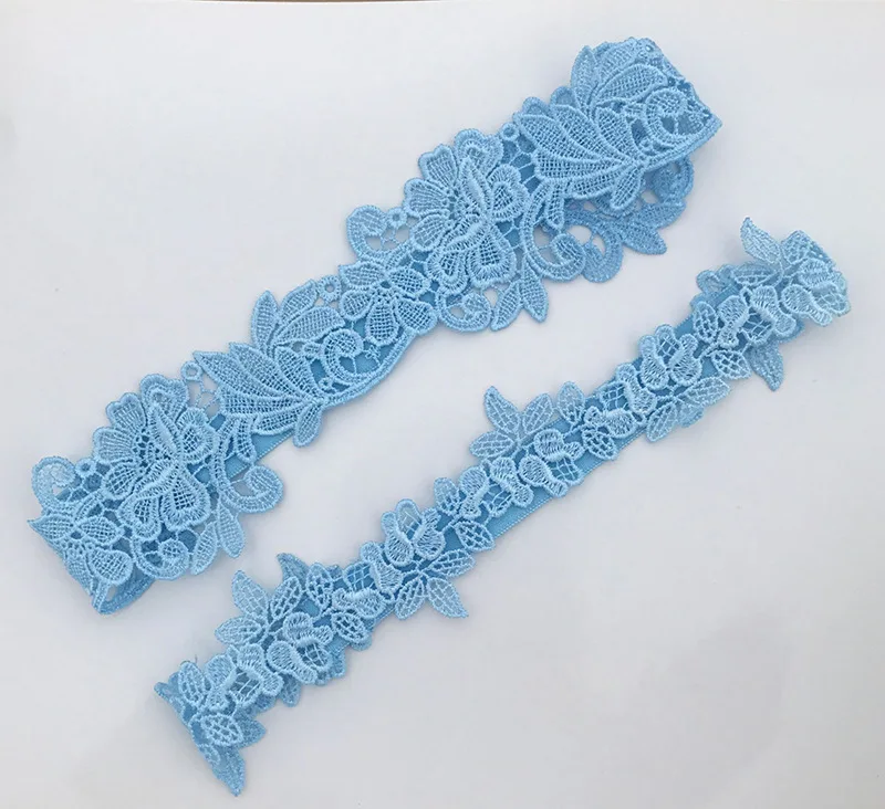Wedding Garters Lace blue Embroidery Floral Sexy Garters 2pcs set for Women/Bride Thigh Ring Bridal Leg Garter Wedding Garters Lace blue Embroidery Floral Sexy Garters 2pcs set for Women/Bride Thigh Ring Bridal Leg Garter