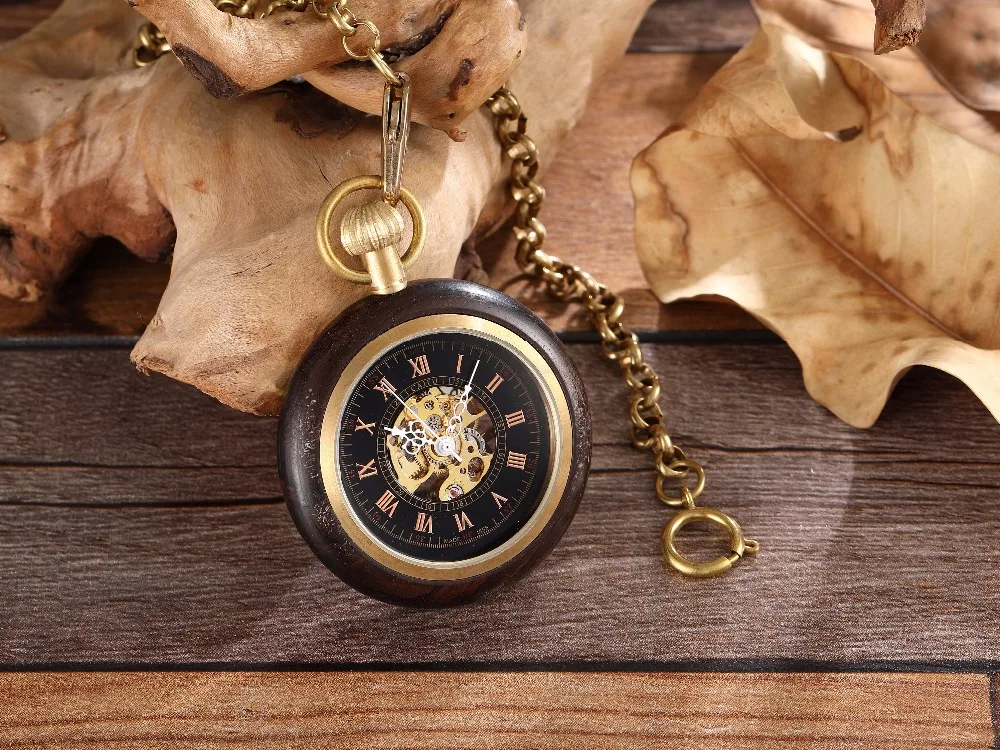 新款红铜木罗马刻度怀表复古木纹 直板无盖手动机械怀表 外贸热卖