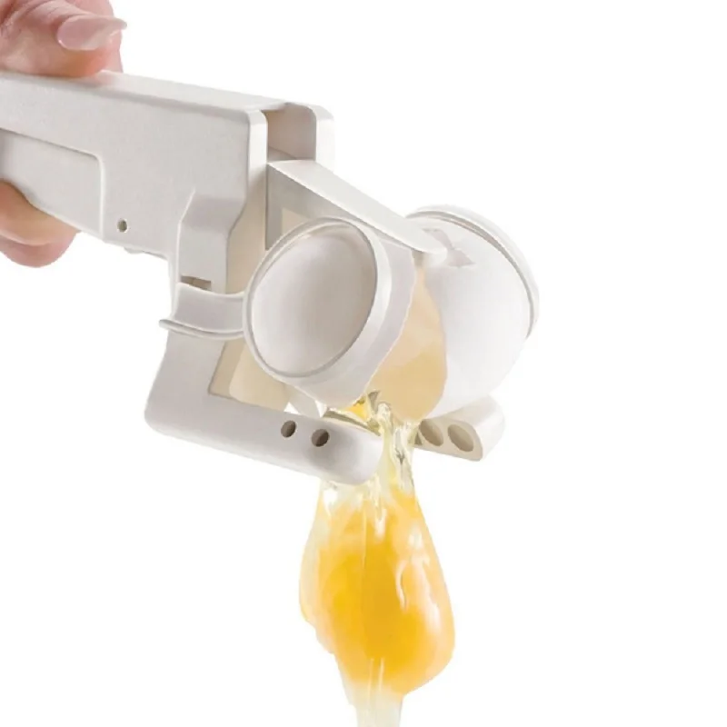 EZ Egg Cracker Separator Handheld White PP Safty Material Egg Beater Separator Tools Useful