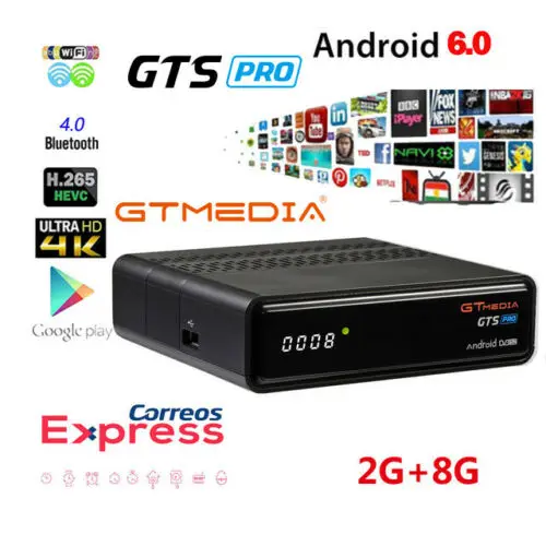 

GTMEDIA GTS PRO Smart TV BOX Android 6.0 satellite receiver 2GB+8GB S905D Quad-Core WIFI 2.4G 4K 3D Google Netflix Android Box