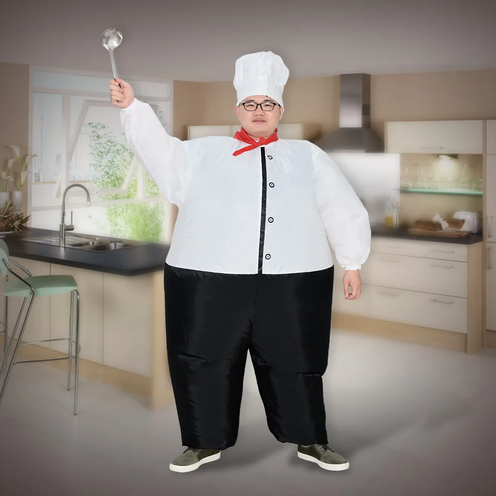 Ceny Szef kuchni nadmuchiwany kostium kobiety mężczyźni dorośli dmuchane powietrze garnitury impreza z okazji halloween karnawał cosplay strój Purim Cook Oktoberfest kombinezon