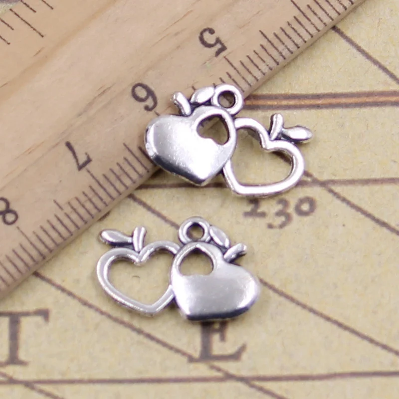 

15pcs/lot Charms heart apple 18x13mm Tibetan Silver Pendants Crafts Making Findings Handmade Antique Jewelry DIY for Necklace