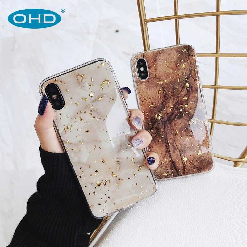 

Luxury Gold Foil Bling Marble Phone Case For iPhone X XS Max XR Soft TPU Cover For iPhone 7 8 6 6s Plus Glitter Case Coque Funda