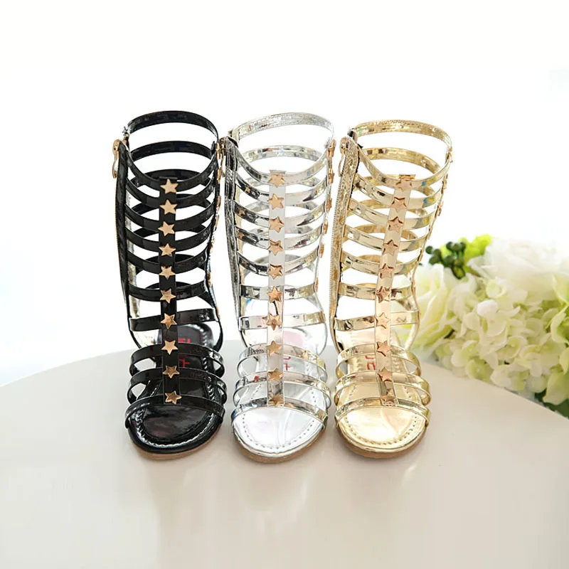 

Sandals Children Shoes women Girls flat Princess Gladiator Cut-outs Cool Knee-high Boots Footwear baby mini kids summer children