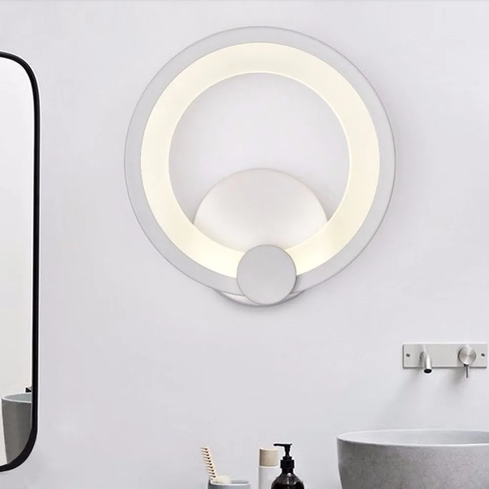 Простой современный настенный светильник светодиодный металлический+ акриловое кольцо бра диаметр 19 см Внутреннее освещение Настенный светильник для прихожей спальни ванной комнаты