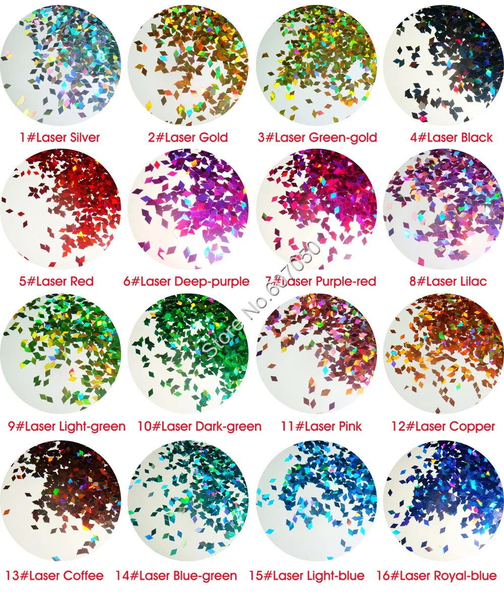 

16Colors Laser Holographic 1MM Diamond rhombus Glitter Paillette Spangles Shape for Nail Art Glitter Crafts Decoration