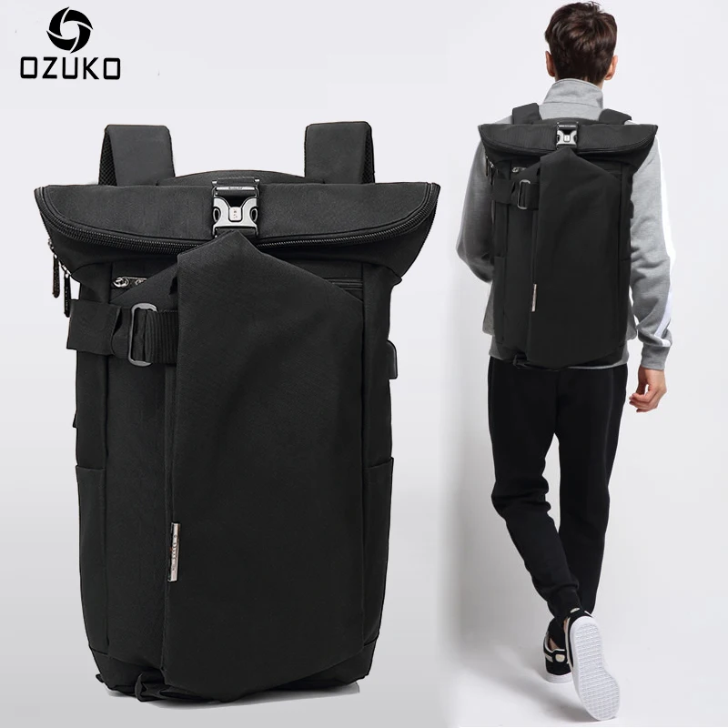 

OZUKO Brand New Korean Style Men's Backpacks Fashion Laptop Computer Rucksack SchooL Bags Casual Travel waterproof Mochila