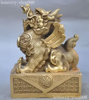 

china fengshui brass Kirin Unicorn Kylin Brave troops pixiu beast lucky statue