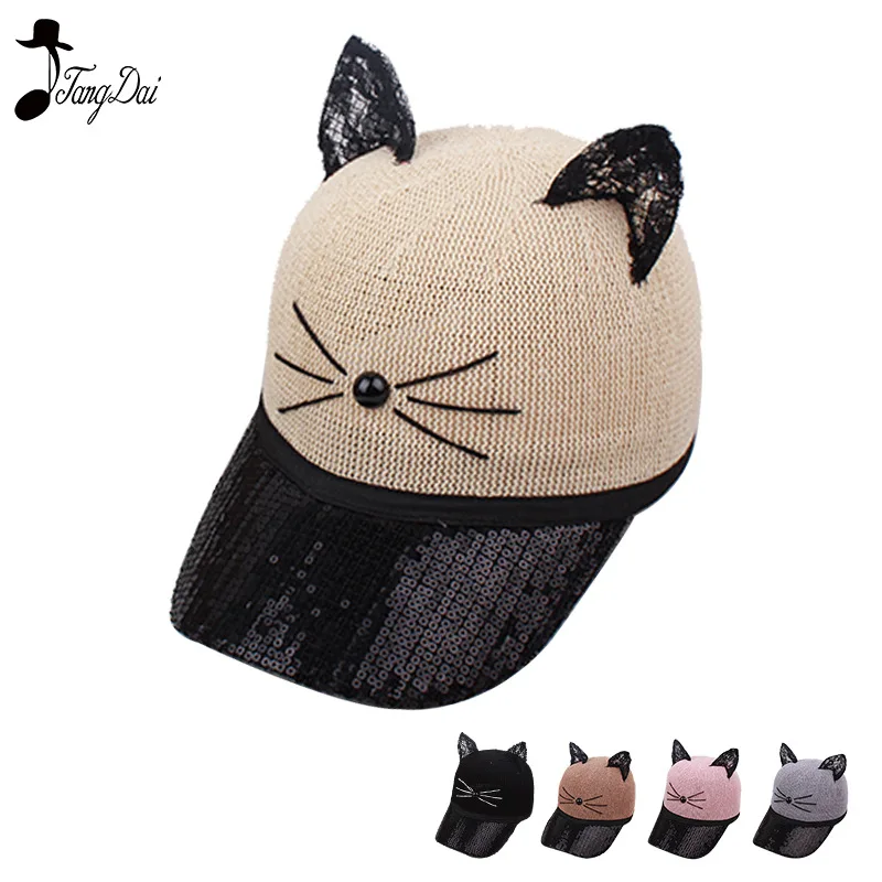 2018 New Meow Women's Summer hat Cat ears Cat Baseball Cap Unisex