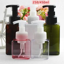 250/450 мл нажатия Пластик Ванная комната жидких косметических шампунь дозатор жидкого мыла Дозатор пены контейнер бутылка ручной насос-1 шт