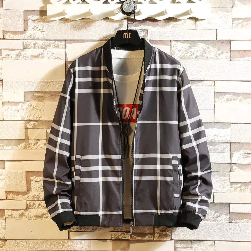 Privathinker Mens Plaid Bomber Jackets 2018 Men Streetwear Casual