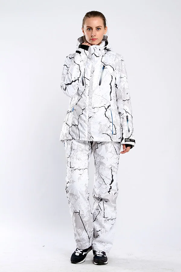 Лыжный костюм с цветочным принтом Женский комплект для сноуборда куртка и брюки для улицы водонепроницаемый ветрозащитный зимний термос