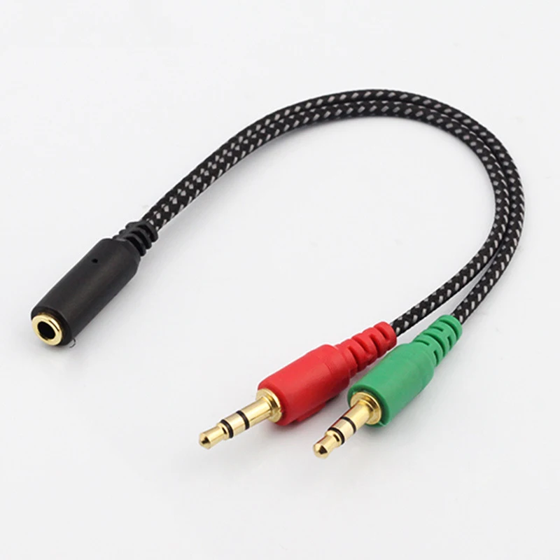 

Audio Extension Cable 2 male to 1 Female, 22cm 3.5mm Audio Conversion Line AUX Cord Two in One Computer Headset Microphone Cable