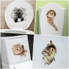 FANCY FIX Funny Cat Toilet Wall Sticker Kicthen Decorative 3D Waterproof