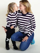Baby Girls Sweater Winter Matching Mother Daughter DSweater Plus Size Lady Striped Cotton Family Clothing Vestidos