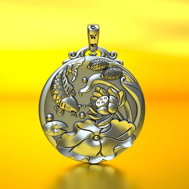 

Pure Silver 999 Pure Silver Pendant for Silver Fish and Lotus