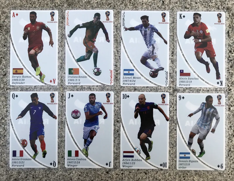 2018 Russia World Cup 56 cards/set Commemorative Poker PVC plastic waterproof star playing cards World Cup Commemorative poker 