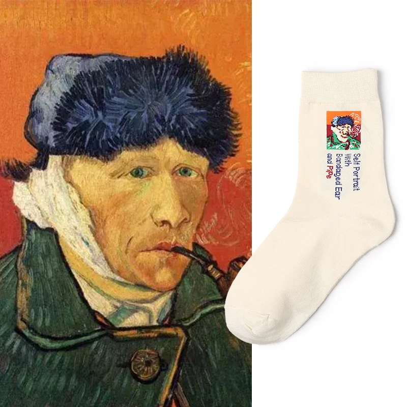

VVQI summer women socks hip hop fear of god Oil painting Van Gogh men dress novelty socks harajuku goth funny streetwear japanes