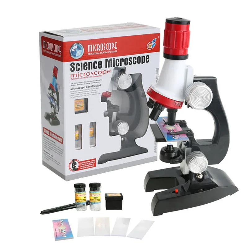 100X 1200X Microscope Kit Educational Toy Gift for Kids Pretend Play