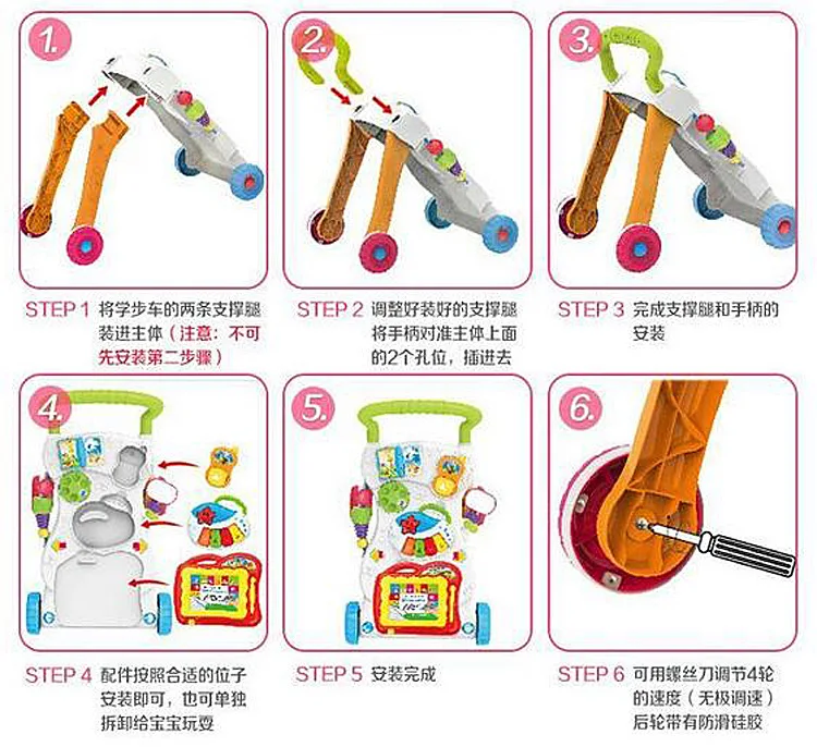 Детские ходунки до 2 лет Детские шаг младенческой машины ходунки детский беспедальник музыкальные игрушки для детей пластиковые Монтессори игрушки Горячая Новинка