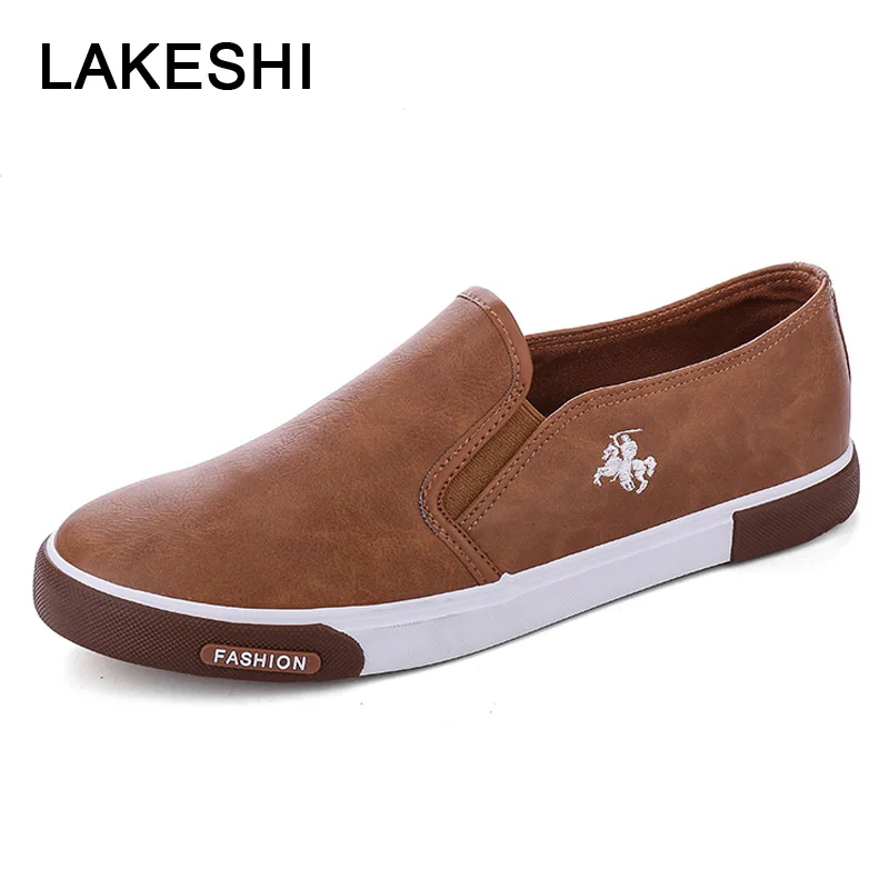 LAKESHI New 2019 Fashion Mens Shoes Outdoor Men Loafers Walking Shoes Black Men Casual Shoes Men Leather Shoes For Men Sneakers