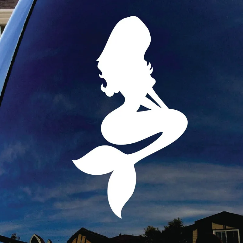 

Mermaid Cartoon 4" White Vinyl Decal Sticker for Car Automobile Window Wall Laptop Notebook Any Smooth Surface Windows Bumpers