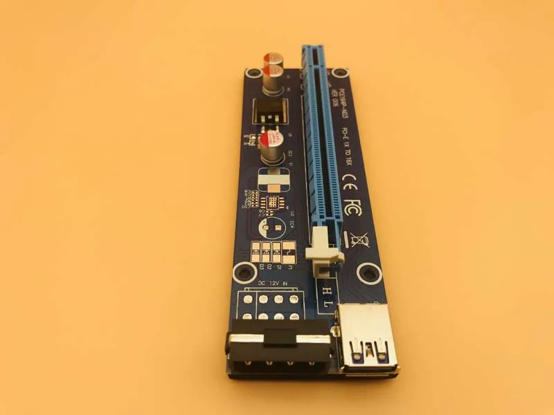 6 шт. 006 PCI E расширитель Express Riser Card PCIE 1x к 16x USB 3 0 SATA 4Pin IDE Molex Power для BTC Miner Mining