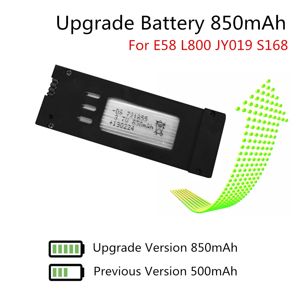 Ba30DEllylelly Droni Batteria Lipo Velivoli Eachine E58 3.7 V 850 mAh RC Drone X PRO Versione di aggiornamento Batteria L800 JY019 S168 Ba30DEllylelly Droni Batteria Lipo Velivoli Eachine E58 3.7 V 850 mAh RC Drone X PRO Versione di aggiornamento Batteria L800 JY019 S168